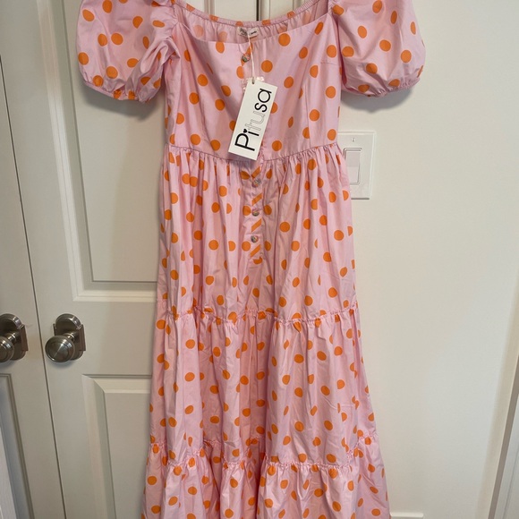 Pitusa Pink and Orange Polka Dot Dress - Picture 1 of 2